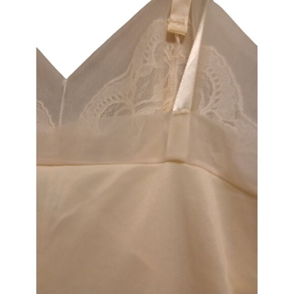 Vintage Cream Full Slip With Lace Details Adjustable Straps Womens Lingerie Unde - Picture 9 of 11